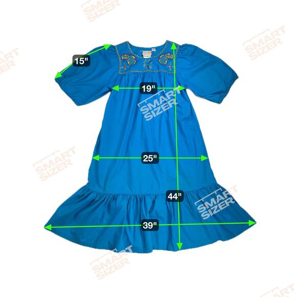 Sandy Starkman Loungewear Vintage Embroidered Nightgown Turquoise Est. Size M - Picture 6 of 13